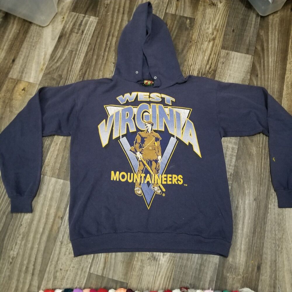Vintage West Virginia Mountaineers Hoodie Sweatshirt TSI Hurricane Extremely Htf